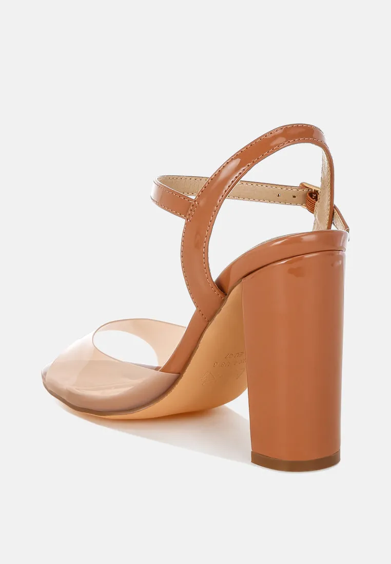 Tinted Clear Strap Block Heel Sandals By RUW