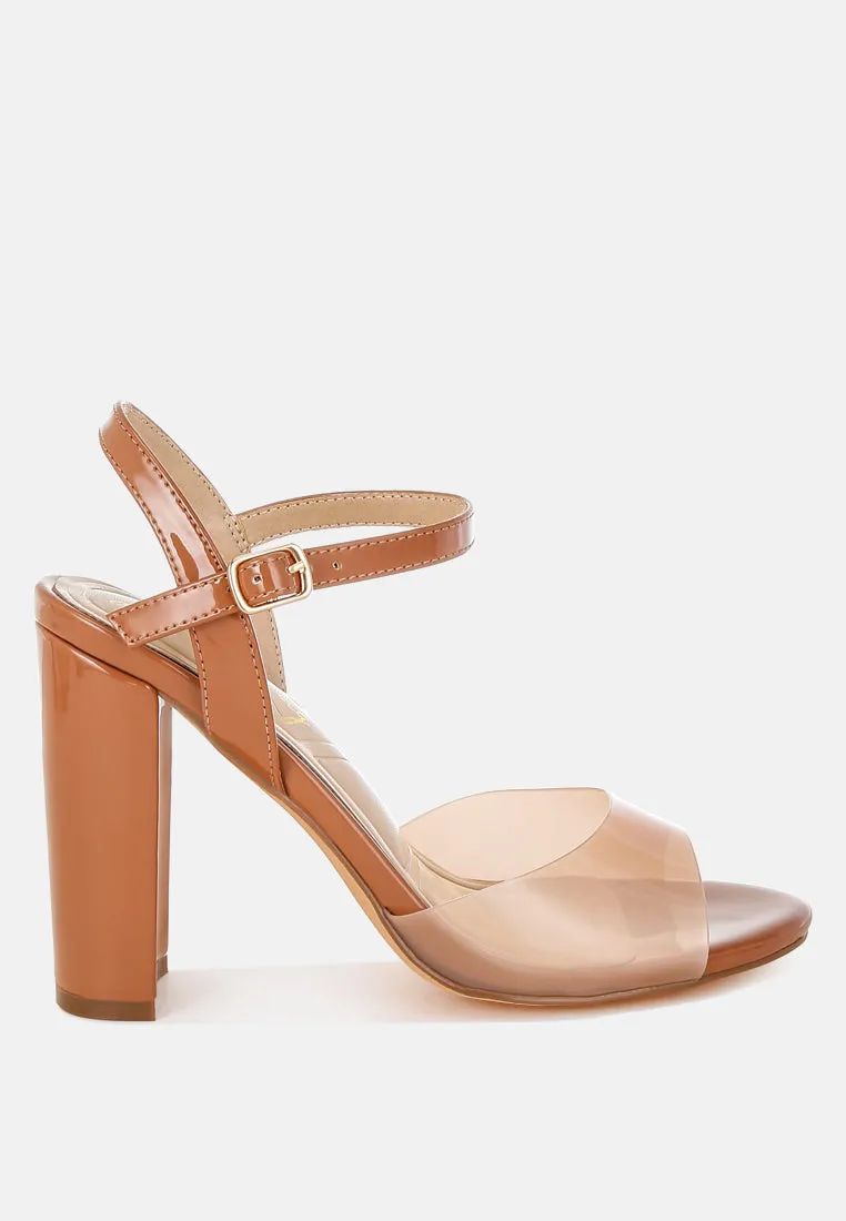 Tinted Clear Strap Block Heel Sandals By RUW