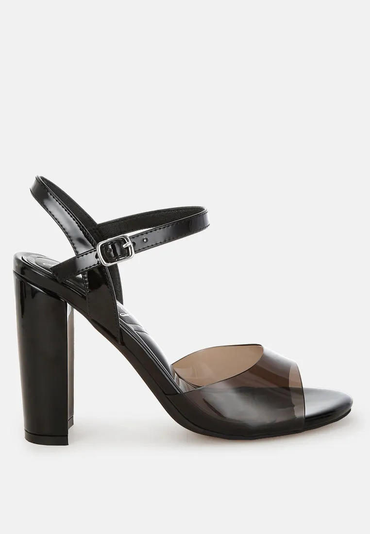 Tinted Clear Strap Block Heel Sandals By RUW
