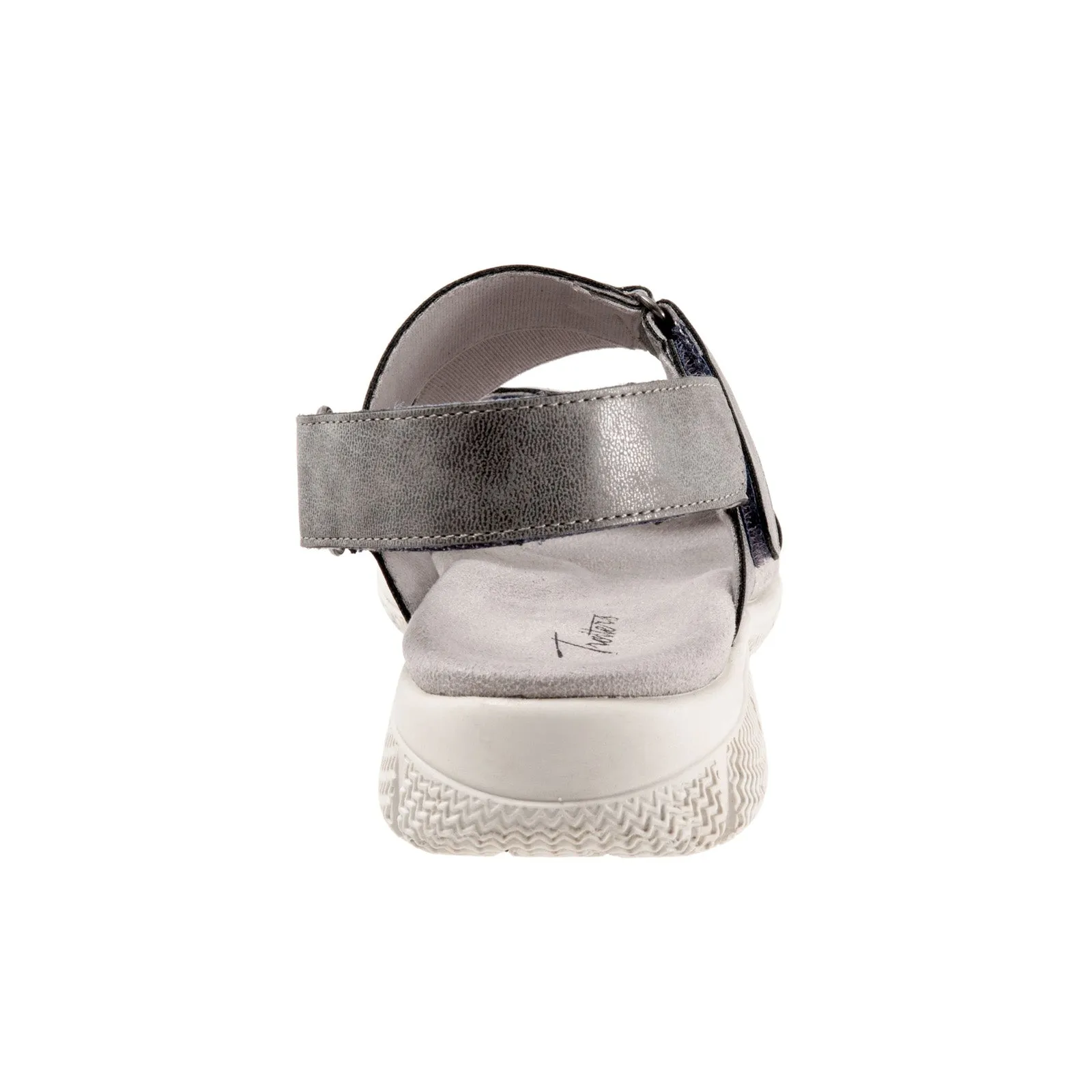 Trotters Tatia T2237-044 Womens Gray Wide Leather Strap Sport Sandals Shoes