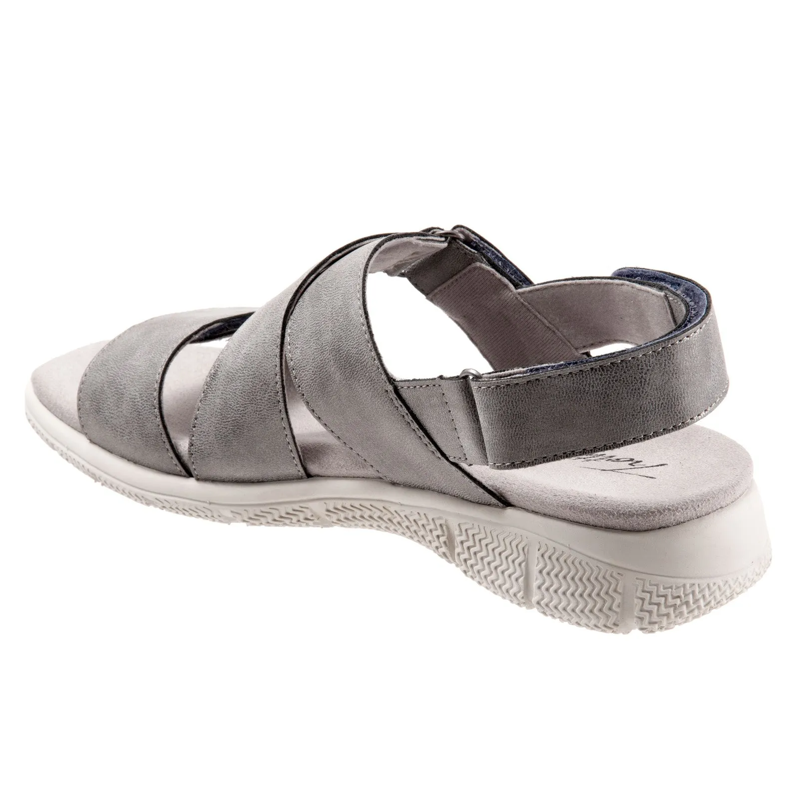 Trotters Tatia T2237-044 Womens Gray Wide Leather Strap Sport Sandals Shoes