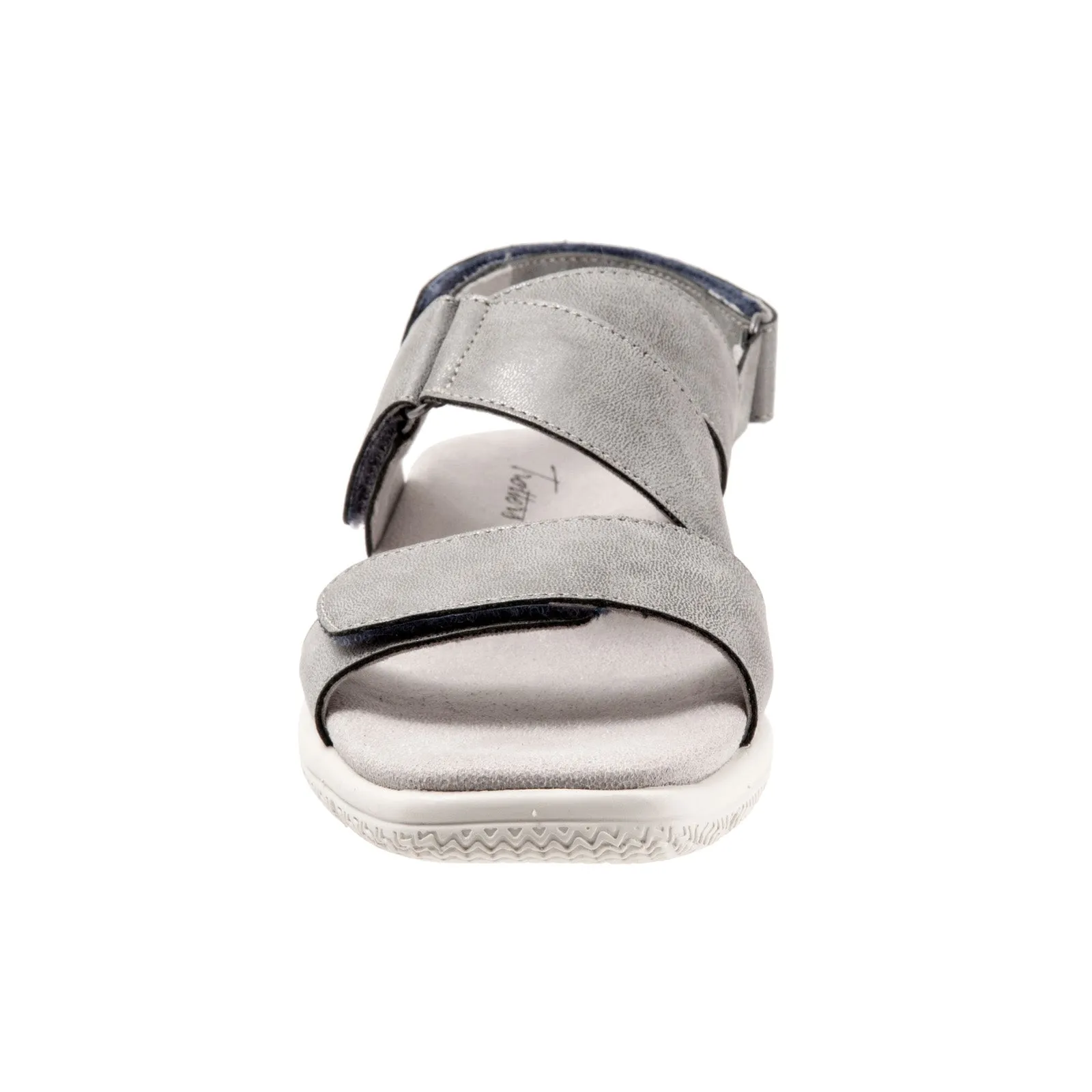 Trotters Tatia T2237-044 Womens Gray Wide Leather Strap Sport Sandals Shoes