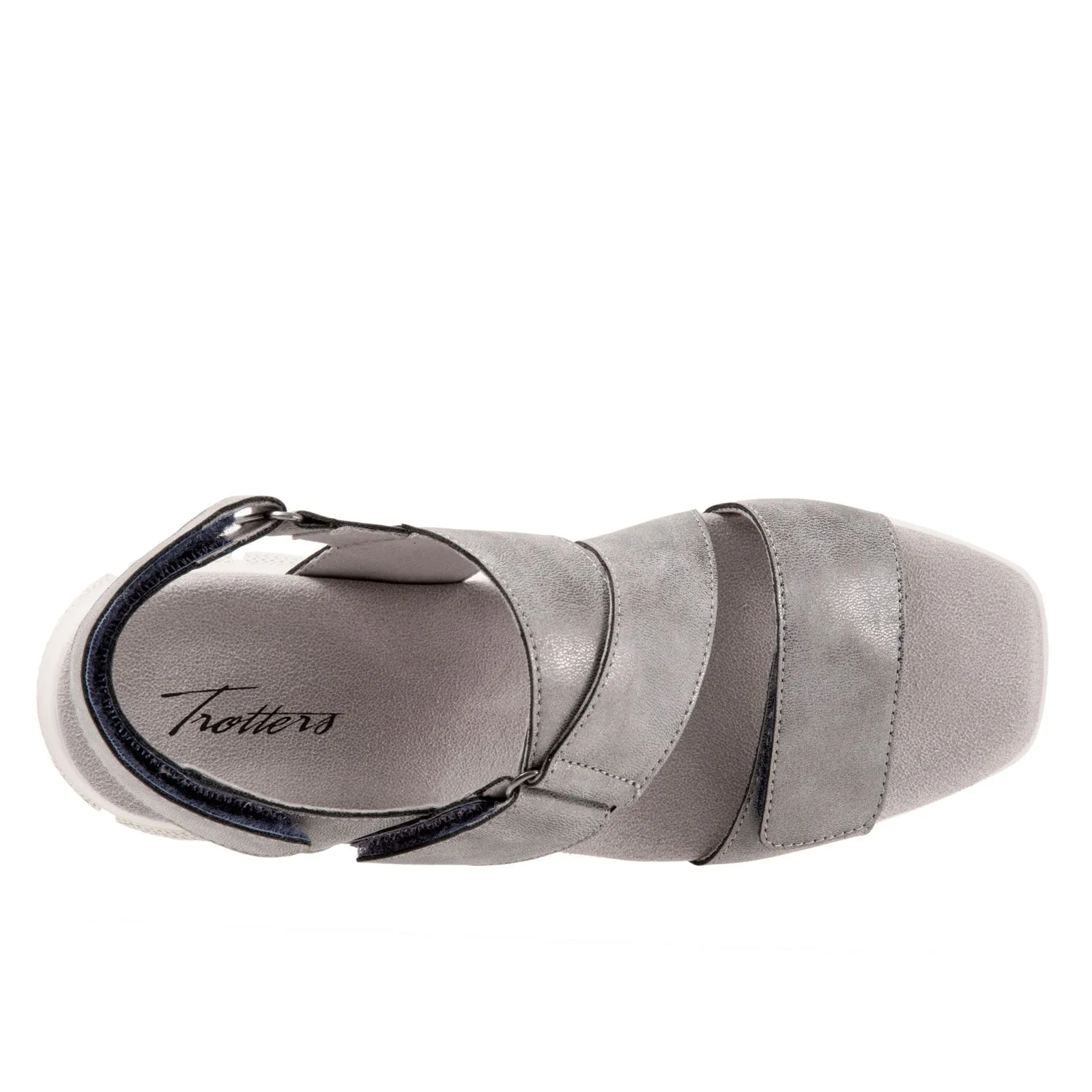 Trotters Tatia T2237-044 Womens Gray Wide Leather Strap Sport Sandals Shoes