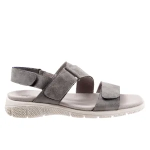 Trotters Tatia T2237-044 Womens Gray Wide Leather Strap Sport Sandals Shoes