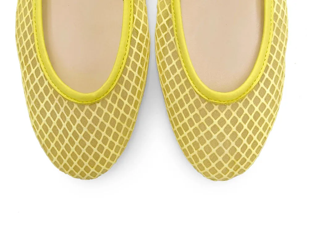TT GO GREEN Collection - Yellow Transparent Mesh Ballet Flats in ECO Recycled Fabric