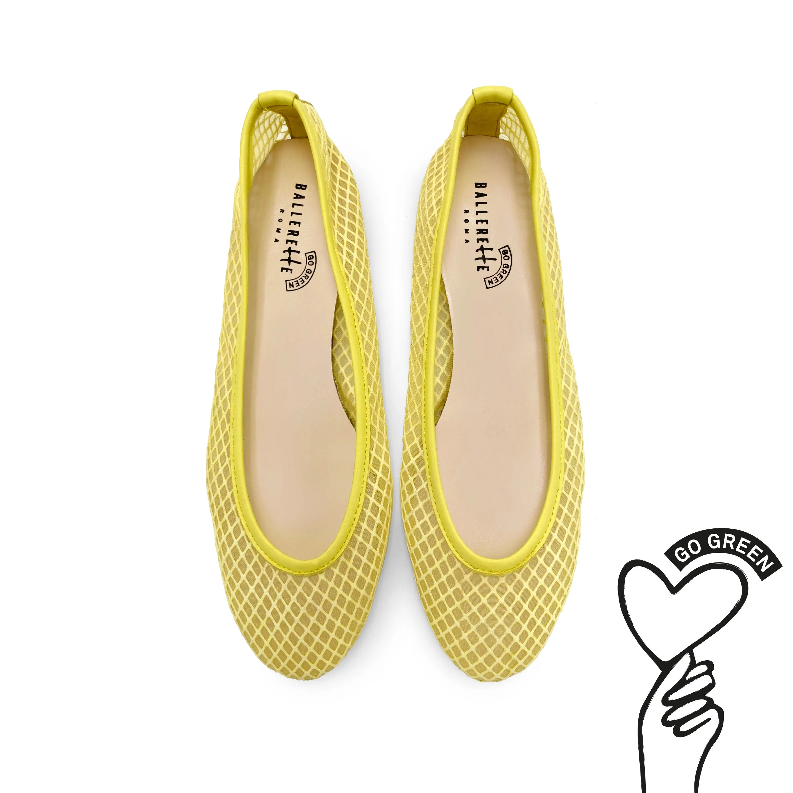 TT GO GREEN Collection - Yellow Transparent Mesh Ballet Flats in ECO Recycled Fabric