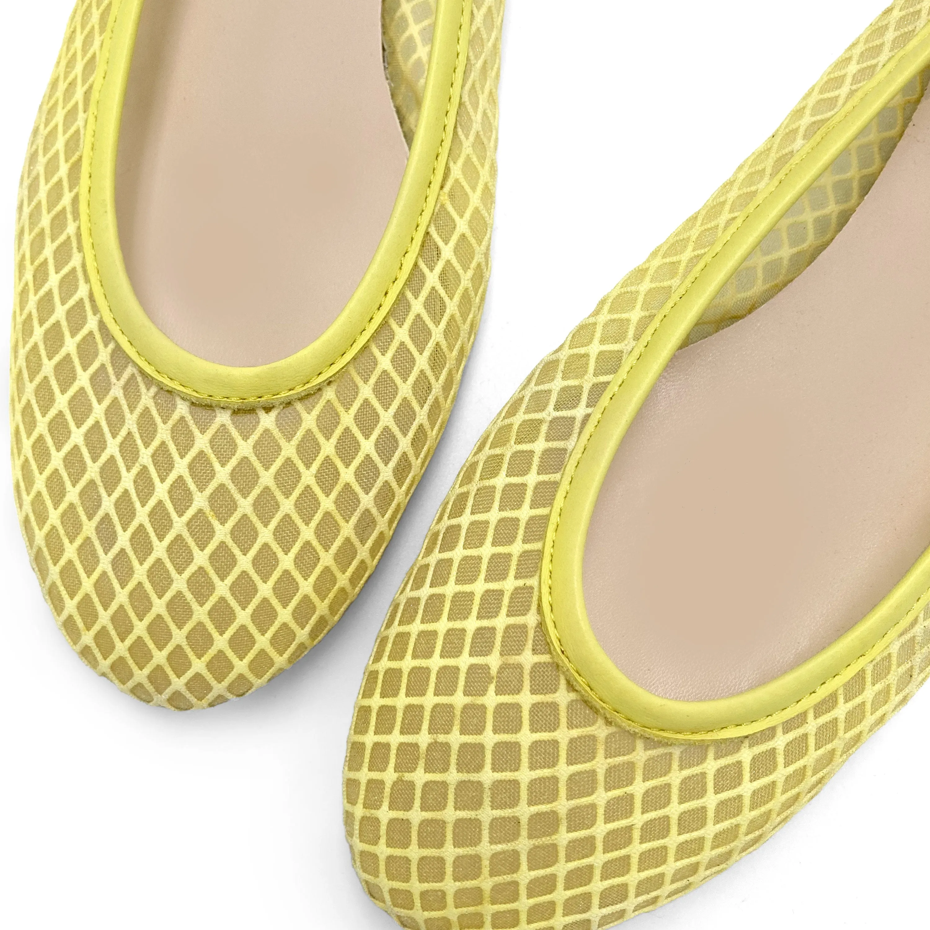 TT GO GREEN Collection - Yellow Transparent Mesh Ballet Flats in ECO Recycled Fabric