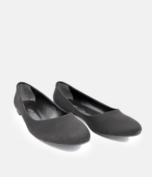 Versatile Round Toe Black Suedette Ballet Flats