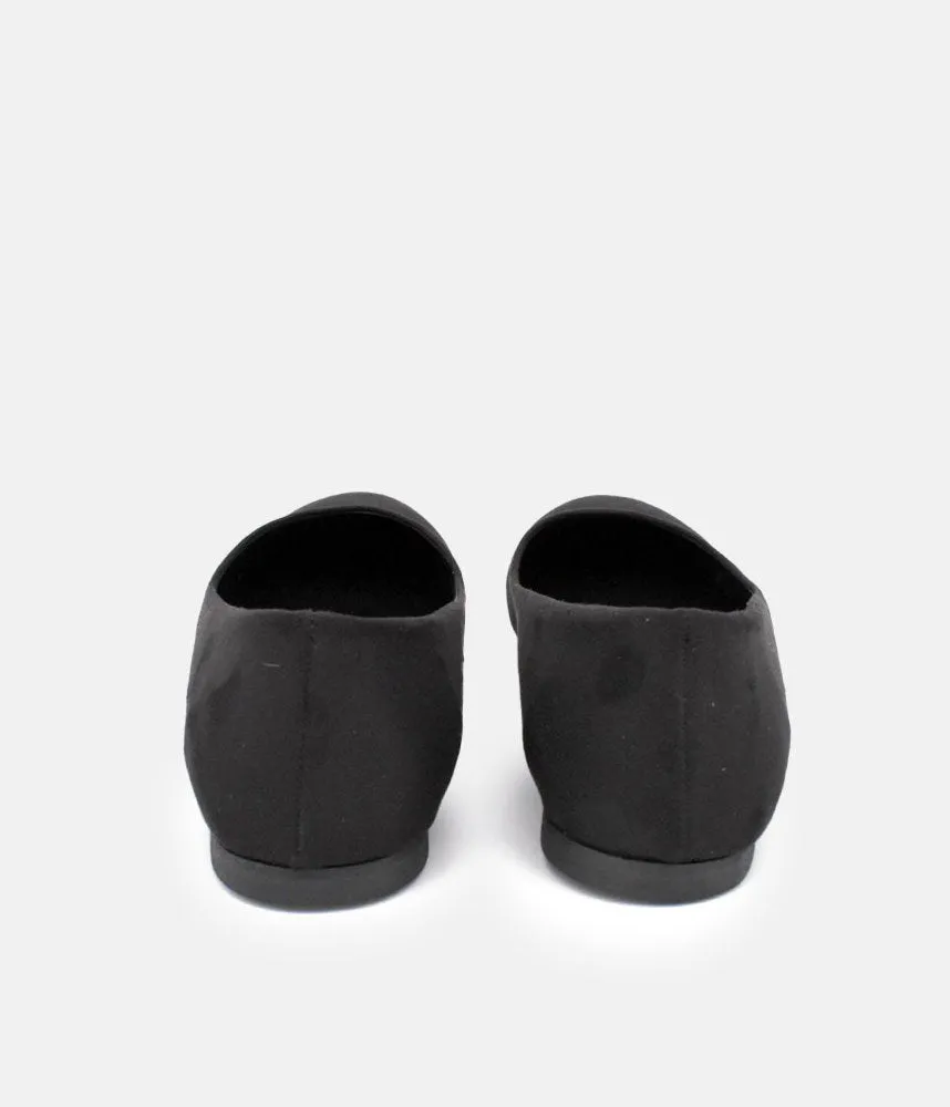 Versatile Round Toe Black Suedette Ballet Flats