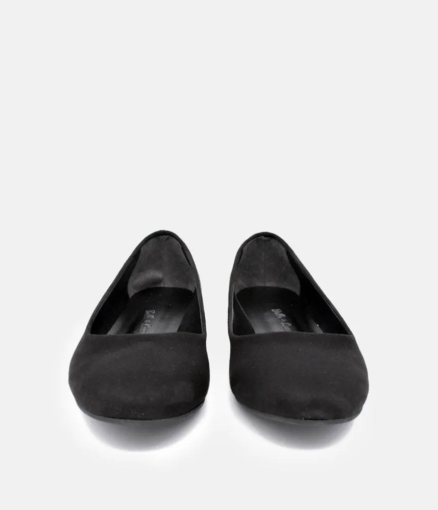 Versatile Round Toe Black Suedette Ballet Flats