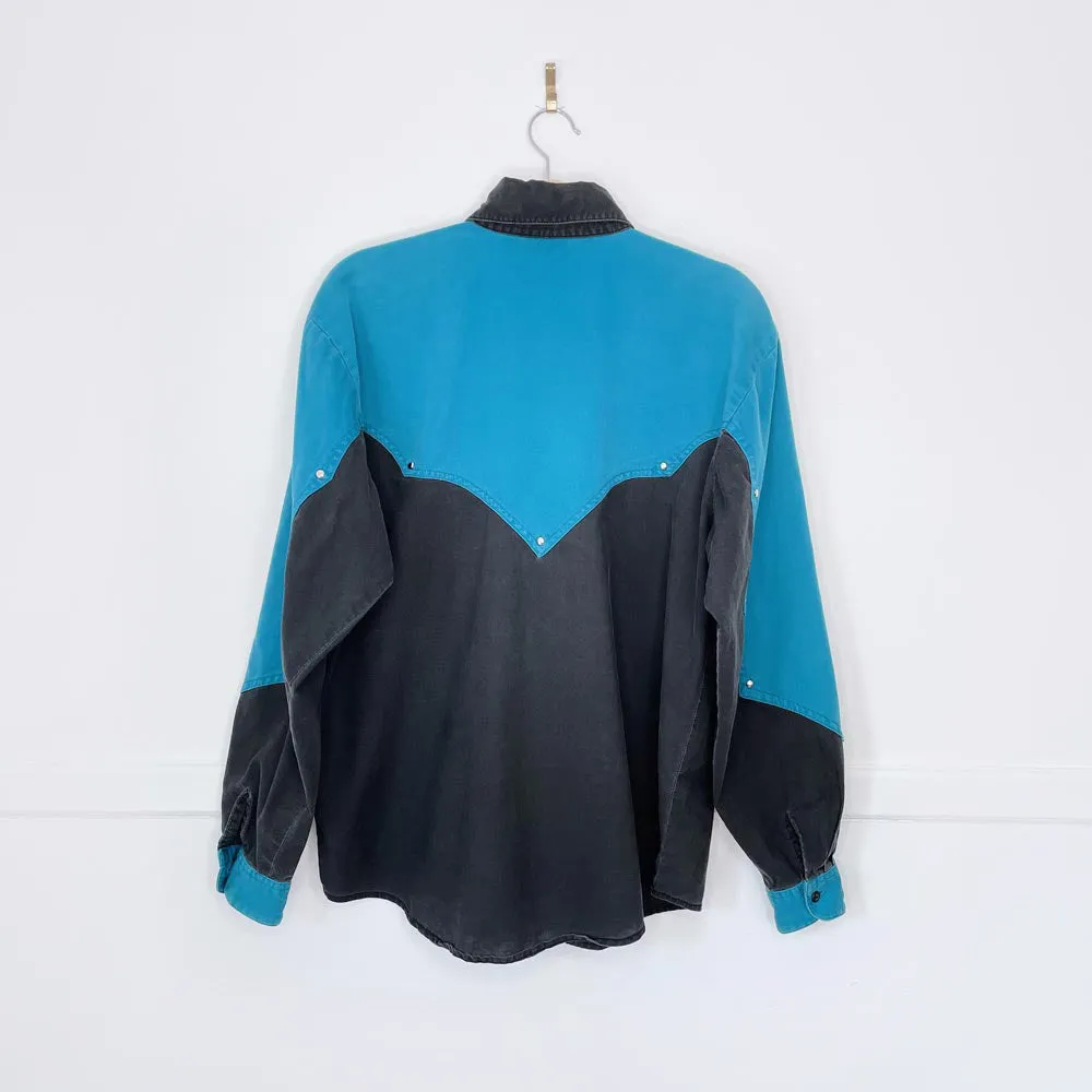 vintage 90s adobe rose western two-tone shirt