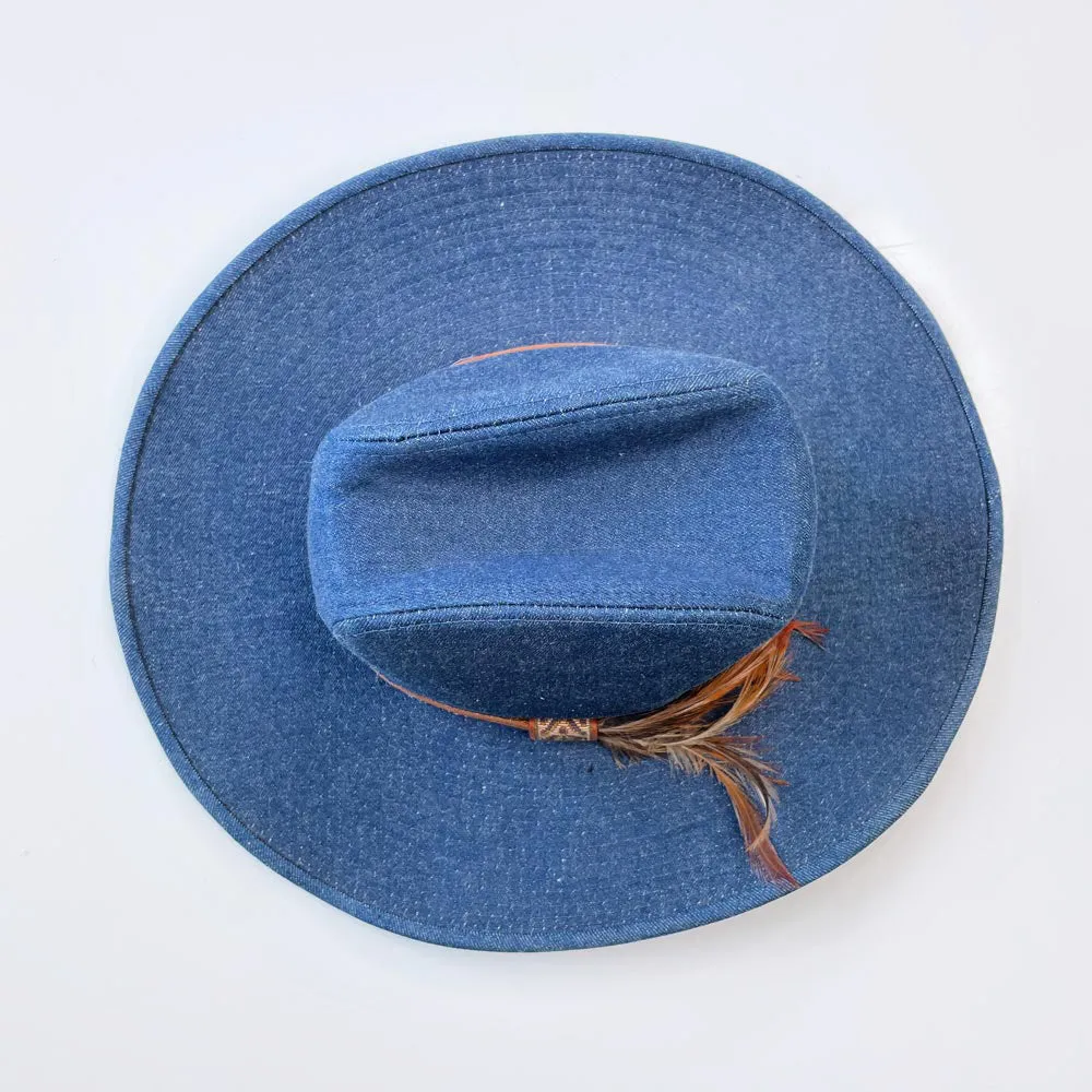 vintage lanning denim rancher cowboy hat