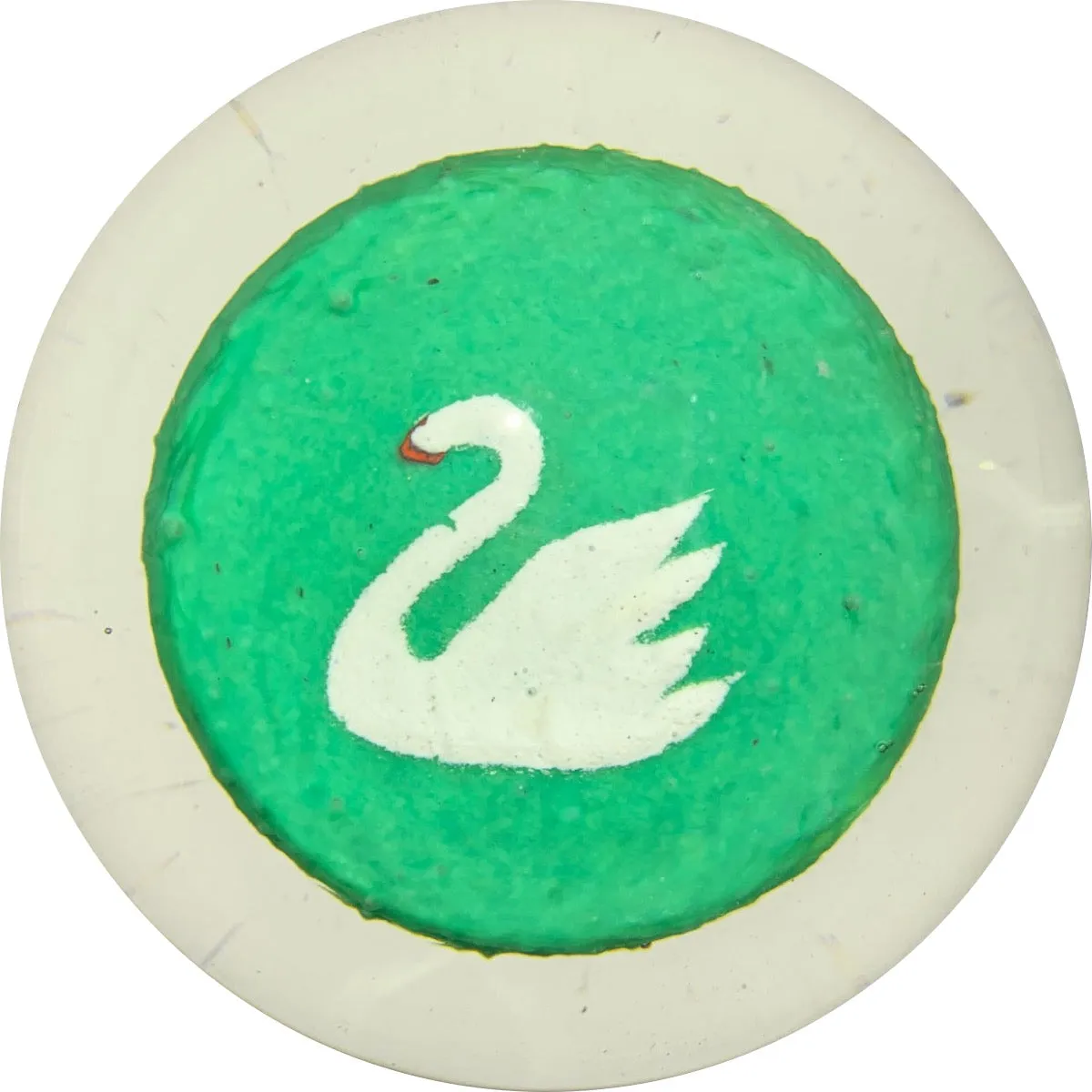 Vintage Moncrieff Sid Broughton Frit Swan on Green Ground