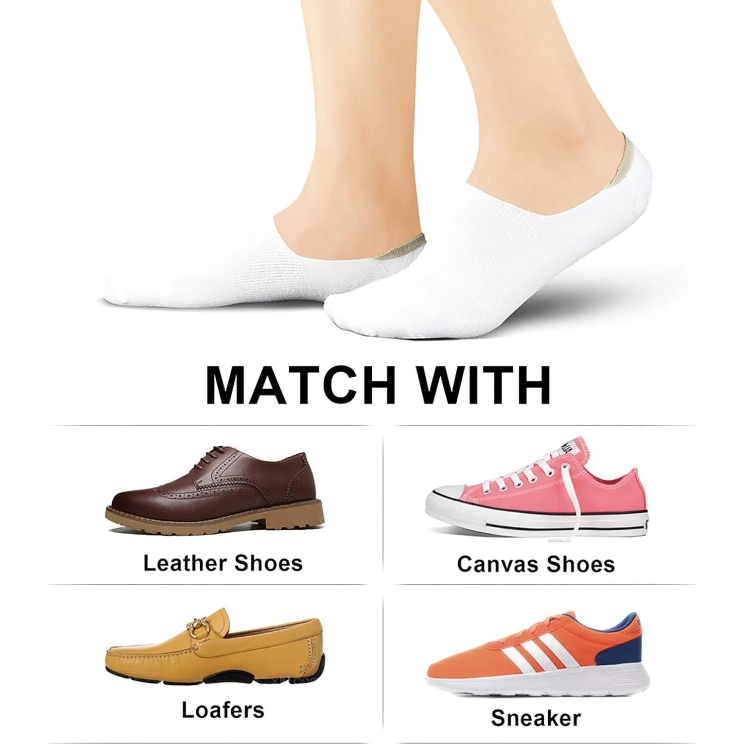 wernies No Show Socks Women Low Socks Non Slip Flat Boat Line 4/8 Pairs