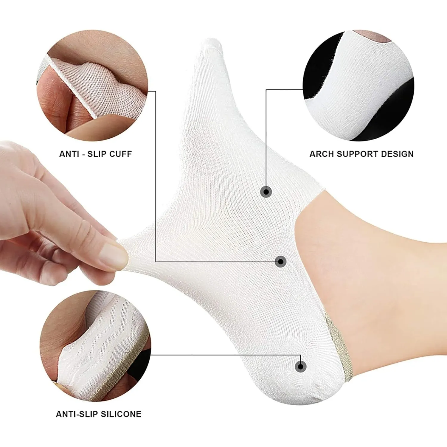 wernies No Show Socks Women Low Socks Non Slip Flat Boat Line 4/8 Pairs