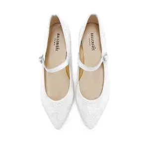 White Lace Bridal Mary Jane Ballet Flats