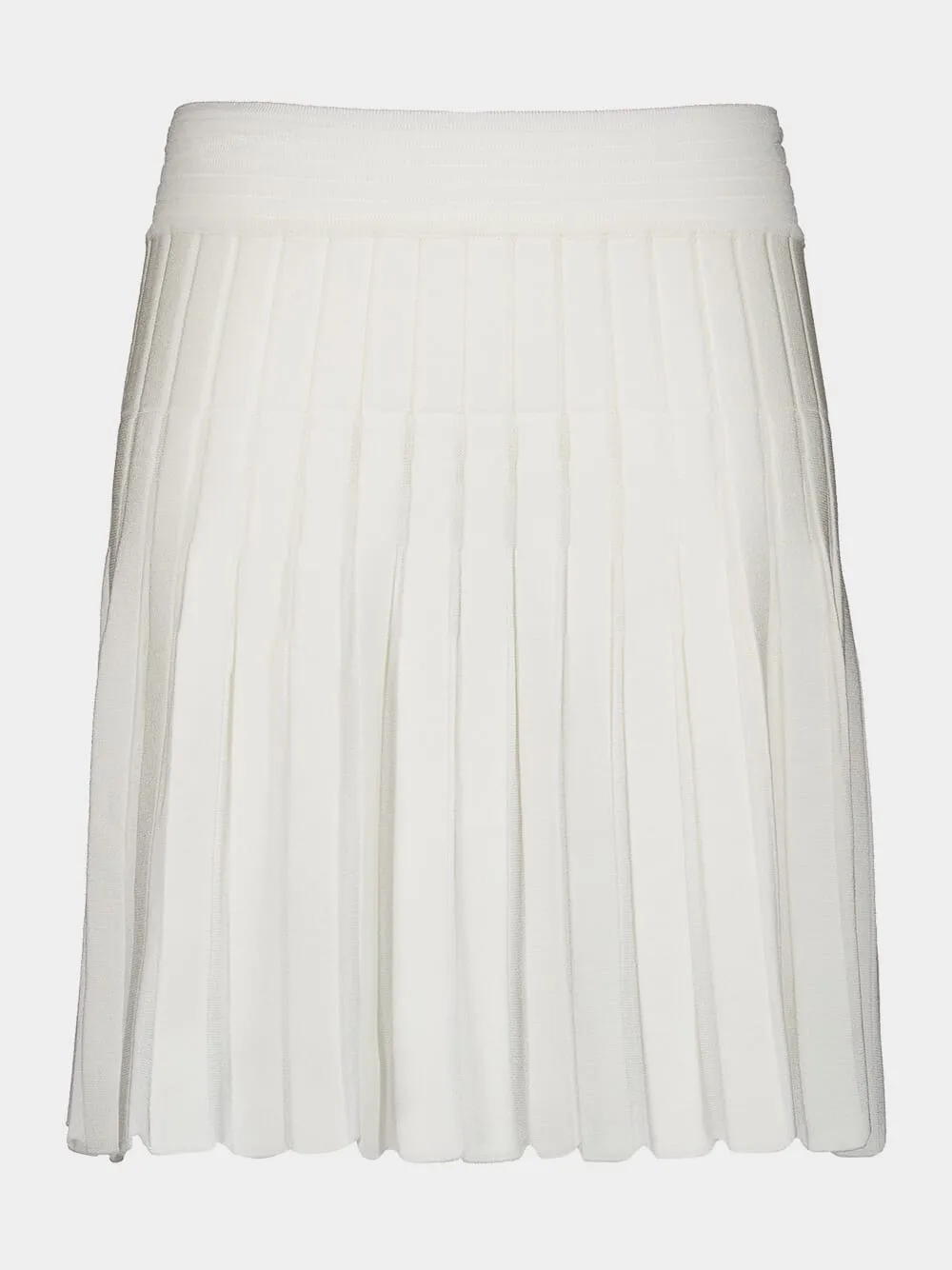 White Pleated Knitted Skirt