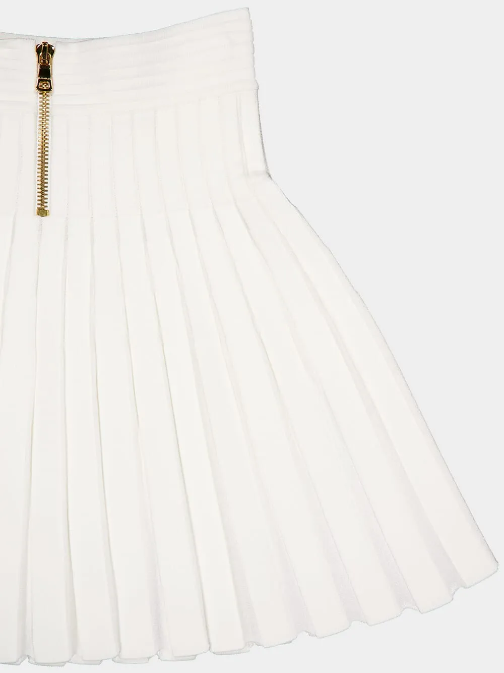 White Pleated Knitted Skirt