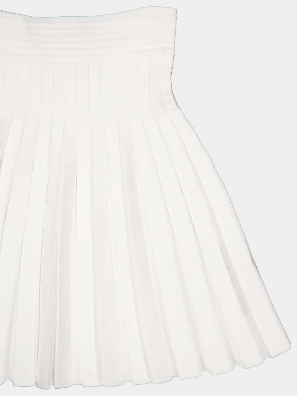 White Pleated Knitted Skirt