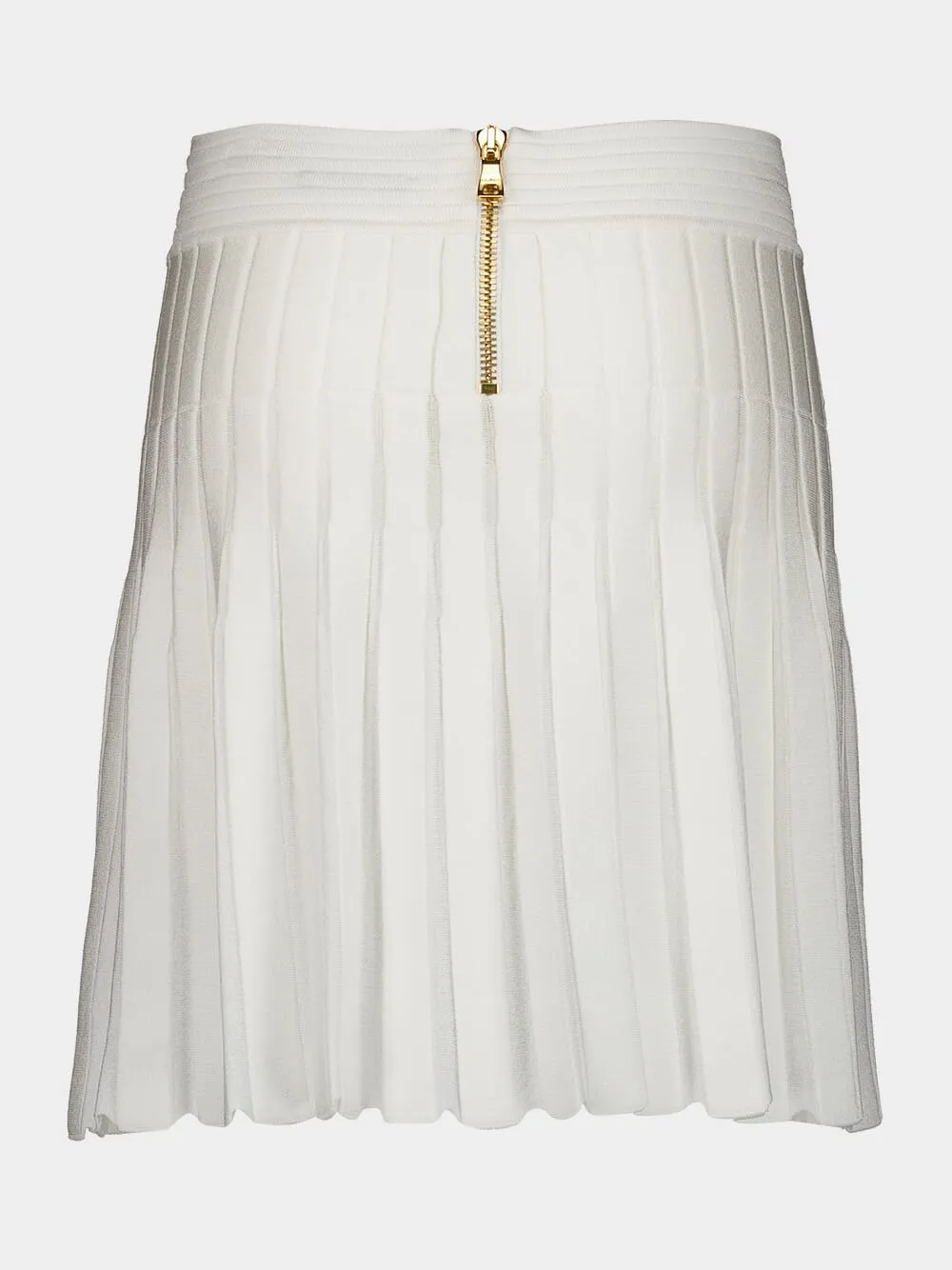 White Pleated Knitted Skirt