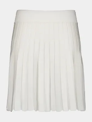 White Pleated Knitted Skirt