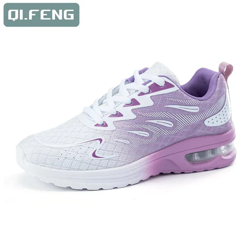 Women Autumn New Air Cushion Shoes Mesh Breathable Lightweight Comfortable Sneaker Fashion Casual Sports Large Footwear