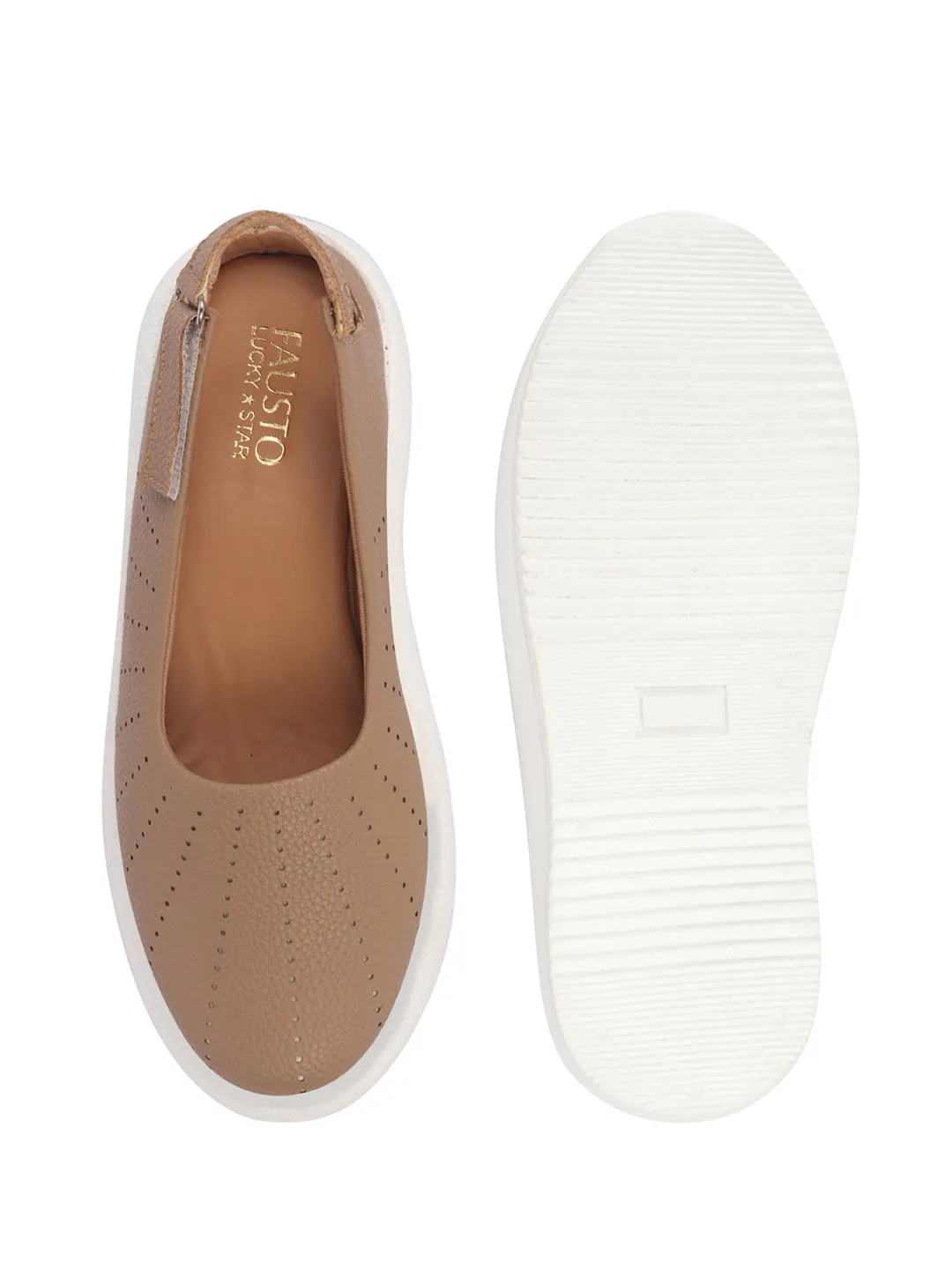 Women Chikku Breathable Lazer Cut Design With Backstrap Height Enhancer Hook And Loop Slip On Shoes | Slingback Casual Platform Sandals| Cusioned Insole