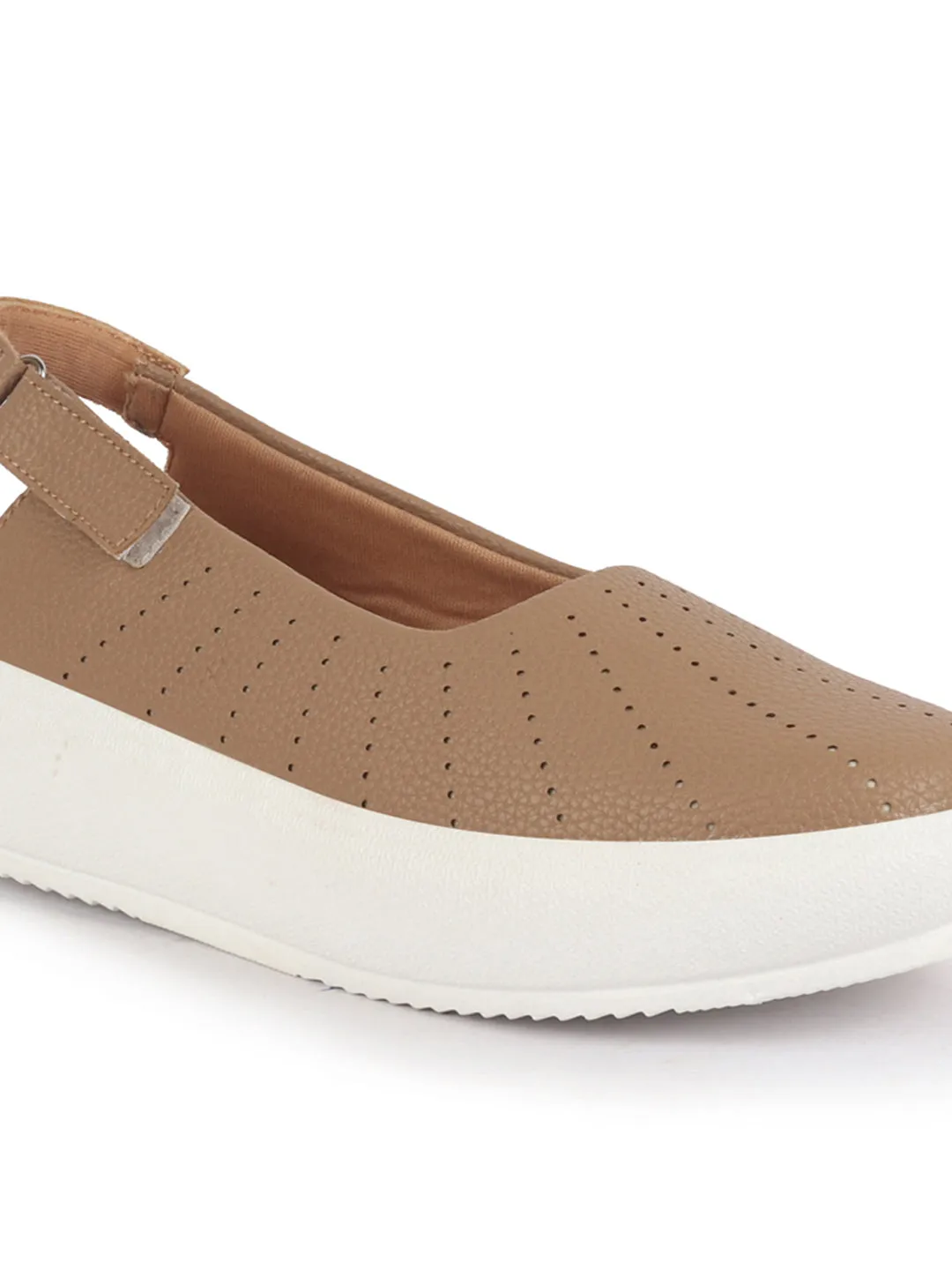 Women Chikku Breathable Lazer Cut Design With Backstrap Height Enhancer Hook And Loop Slip On Shoes | Slingback Casual Platform Sandals| Cusioned Insole