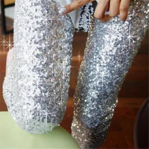 Women Sequins Leggings Skinny Stretchy Slim Paillette Pencil Pants