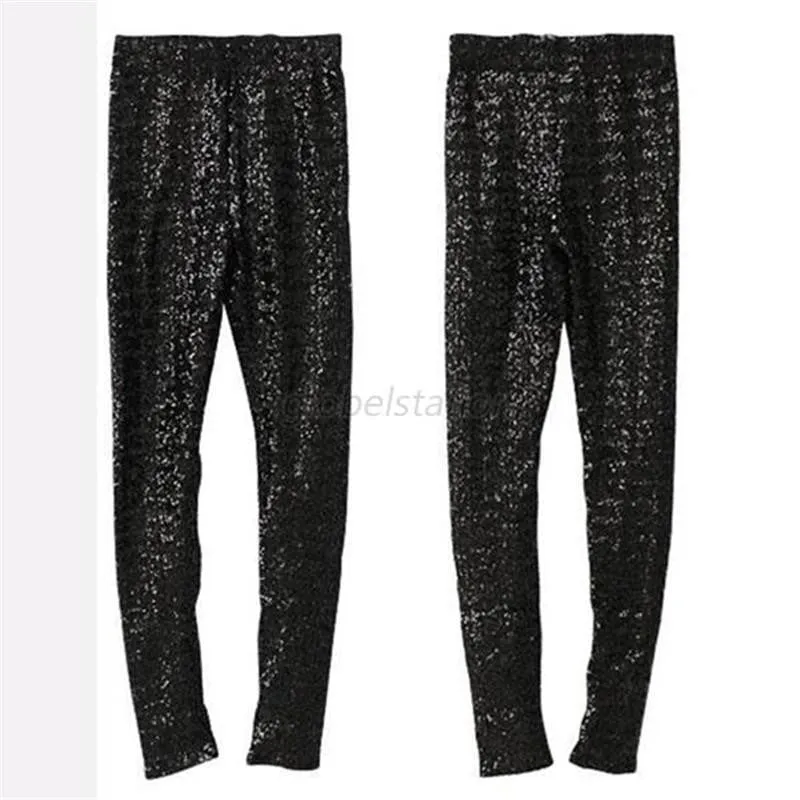 Women Sequins Leggings Skinny Stretchy Slim Paillette Pencil Pants