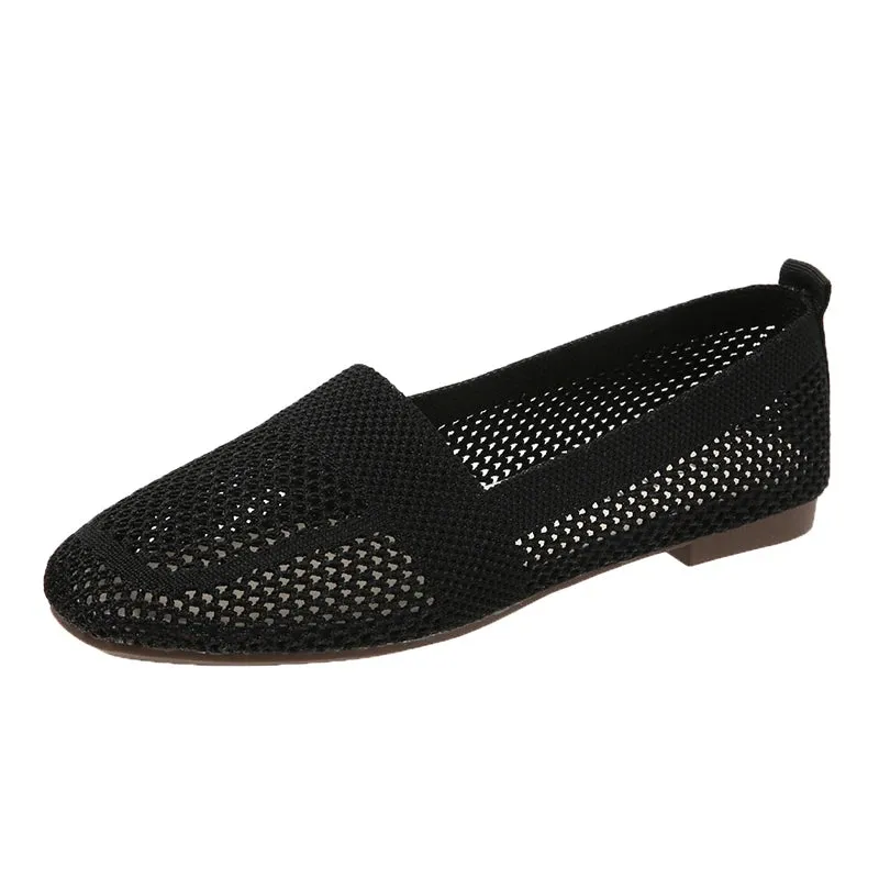 Women's Knitted Flat Shoes - Breathable Walking Shoes