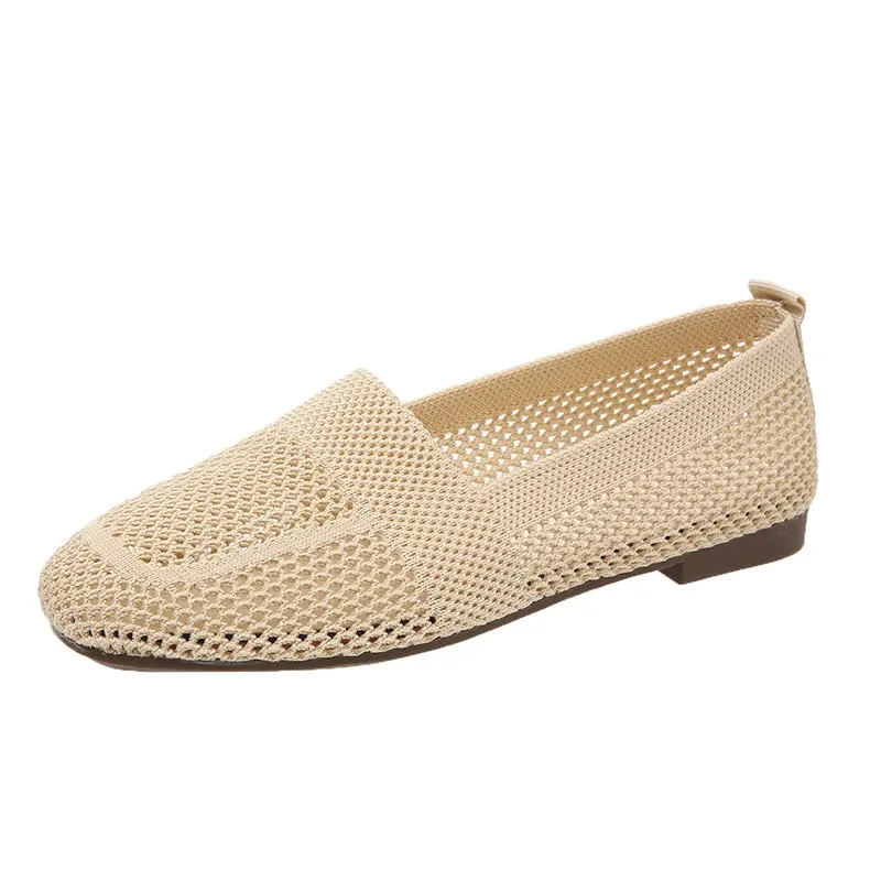 Women's Knitted Flat Shoes - Breathable Walking Shoes