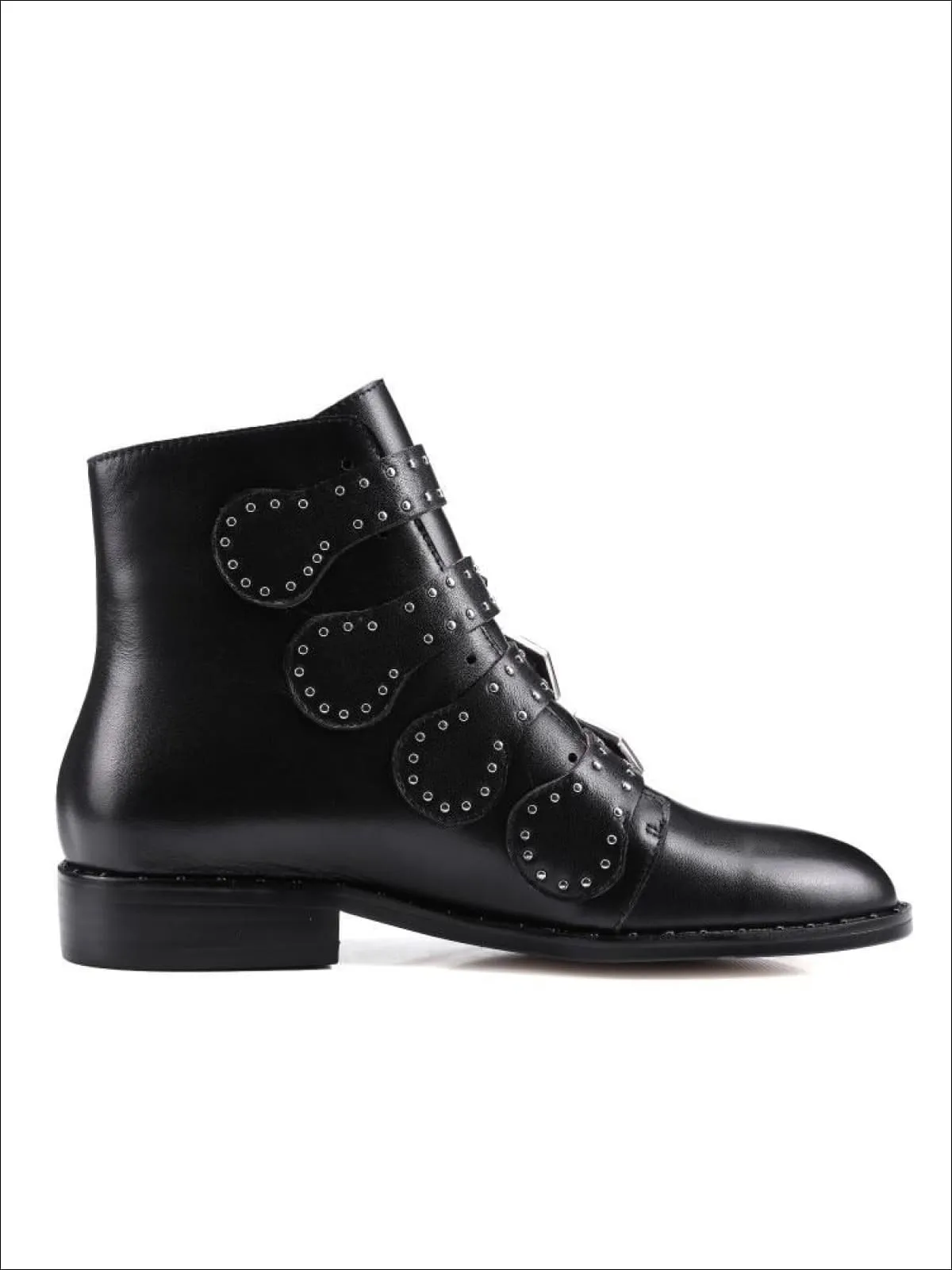 Women's Modern Synthetic Leather Rivet Ankle Boots By Liv and Mia