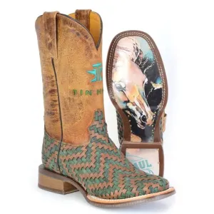 Women's Tin Haul Laced Boots with Horse Sole Handcrafted Tan