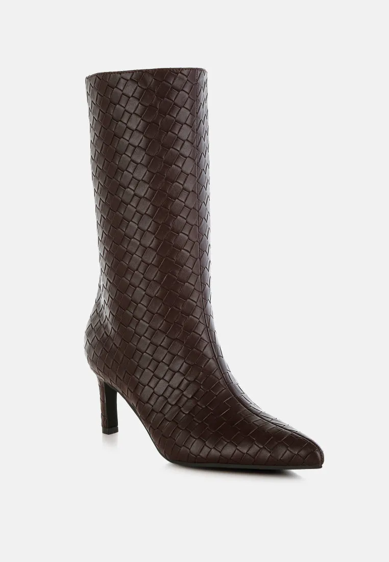 Woven Faux Leather Boots By RAG