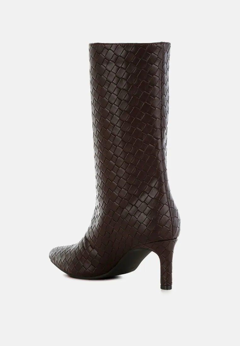 Woven Faux Leather Boots By RAG