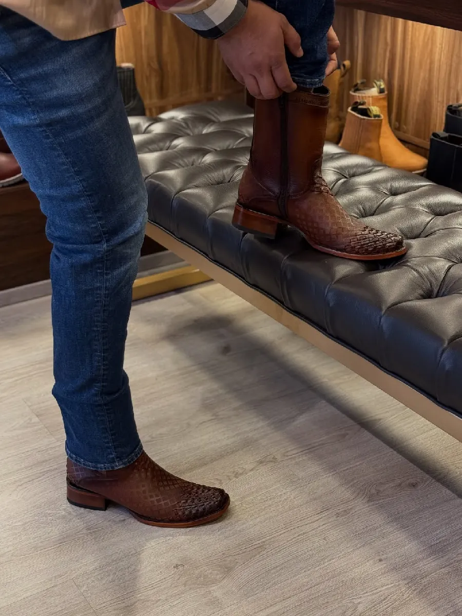 Woven Leather Boots