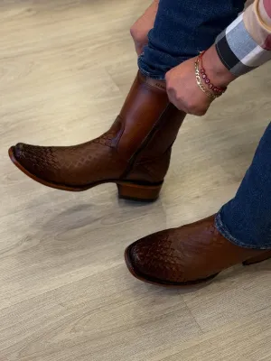 Woven Leather Boots