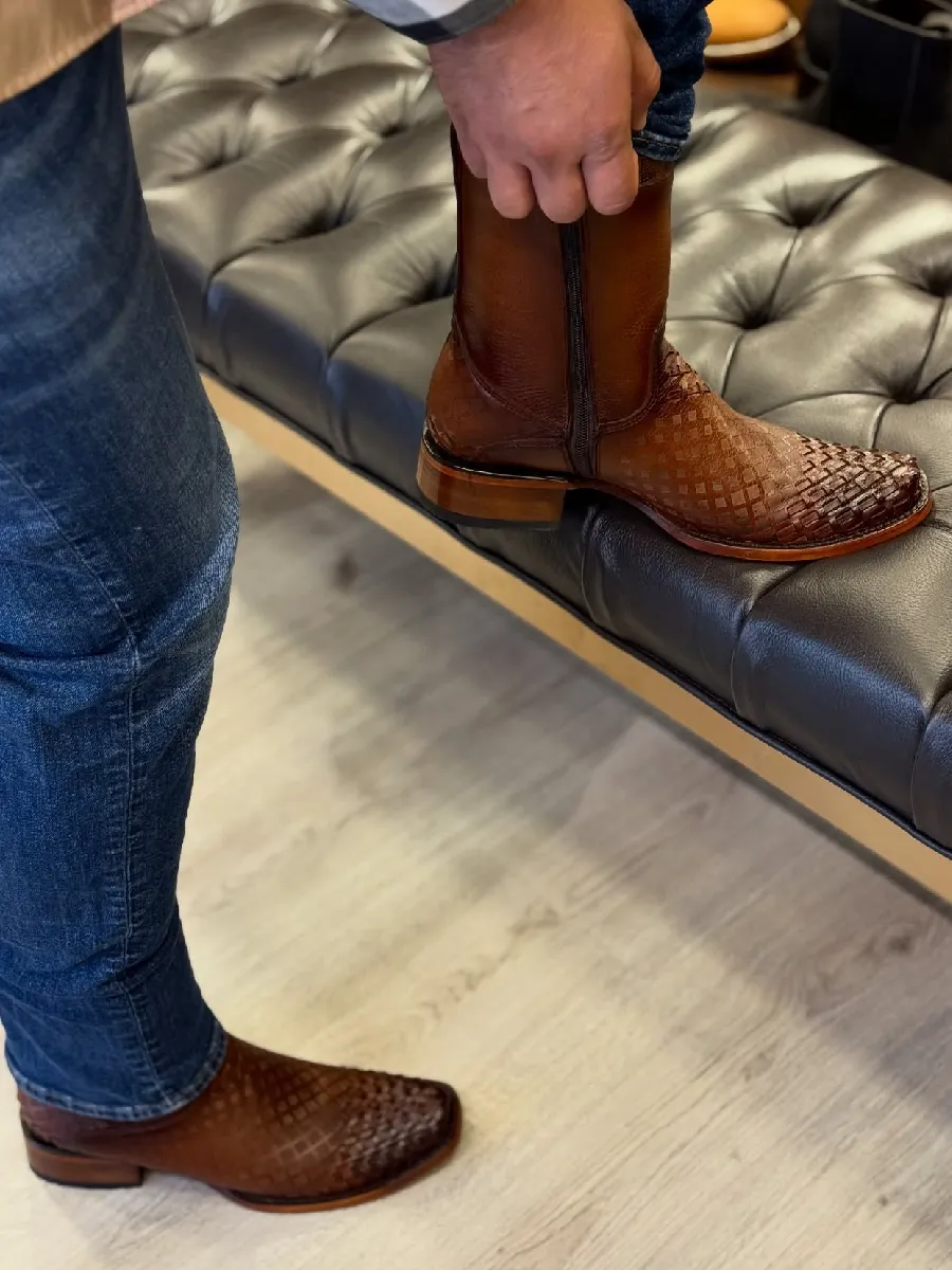 Woven Leather Boots