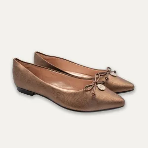 Yesenia Bronze Pointed Toe Flats