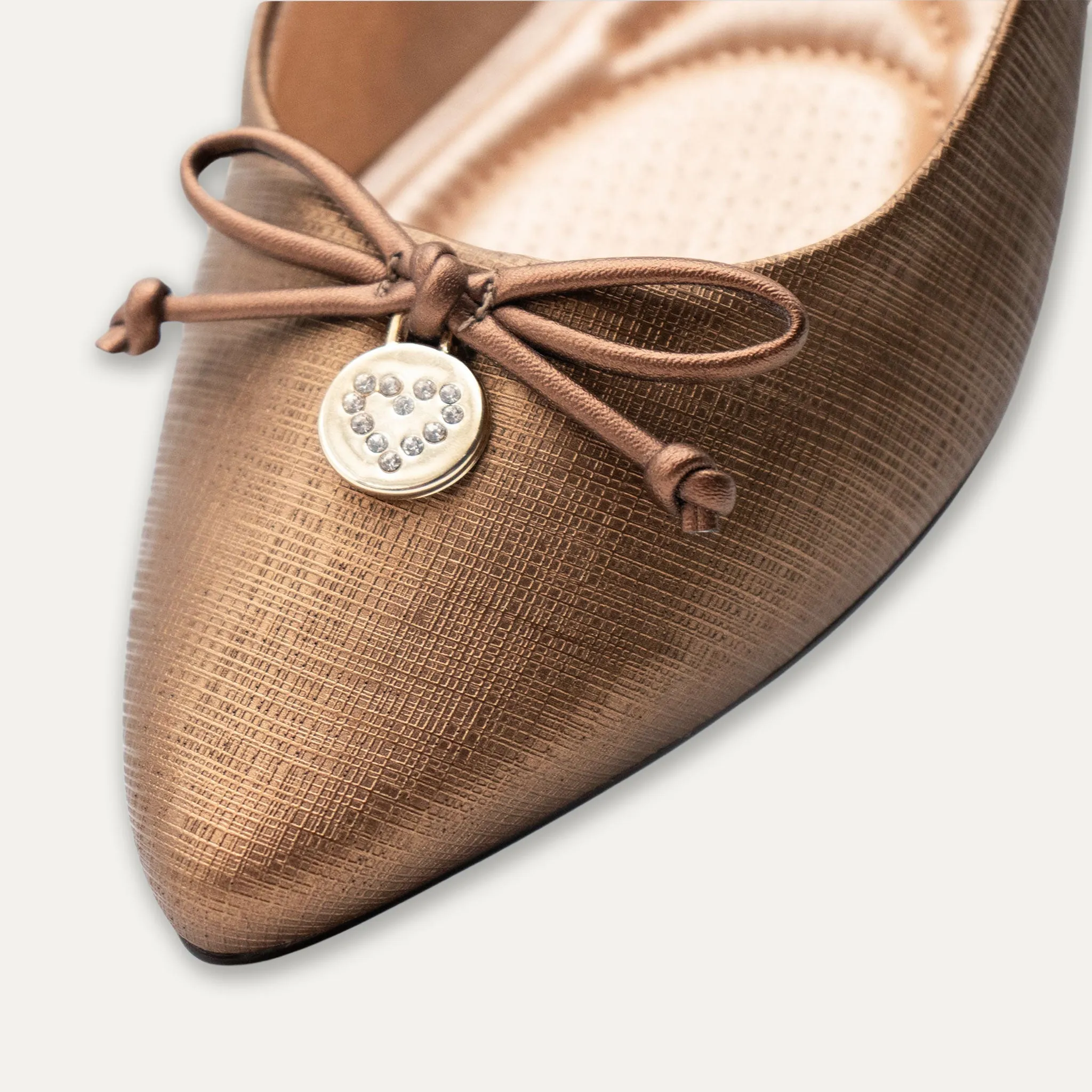 Yesenia Bronze Pointed Toe Flats