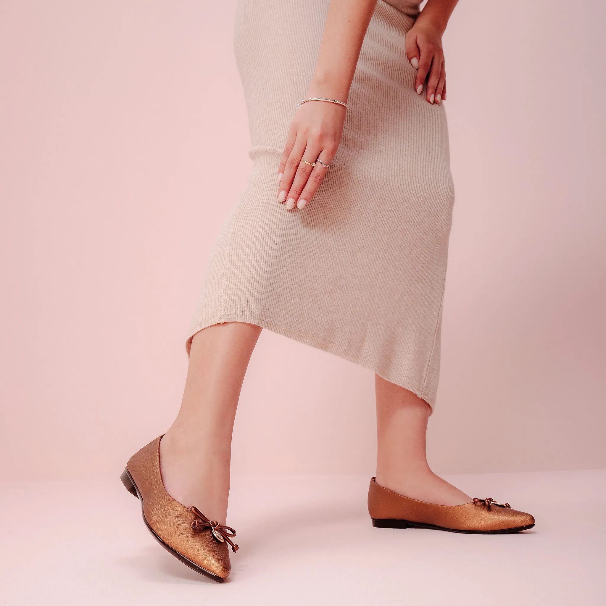 Yesenia Bronze Pointed Toe Flats